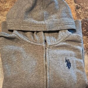 Youth U.S. Polo Assn Gray Zipper Hoodie Size Medium - 8